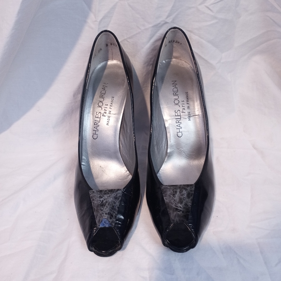 FINAL SALE - VINTAGE CHARLES JOURDAN Peep-Toe Mixed-media Heels - Picture 3 of 9